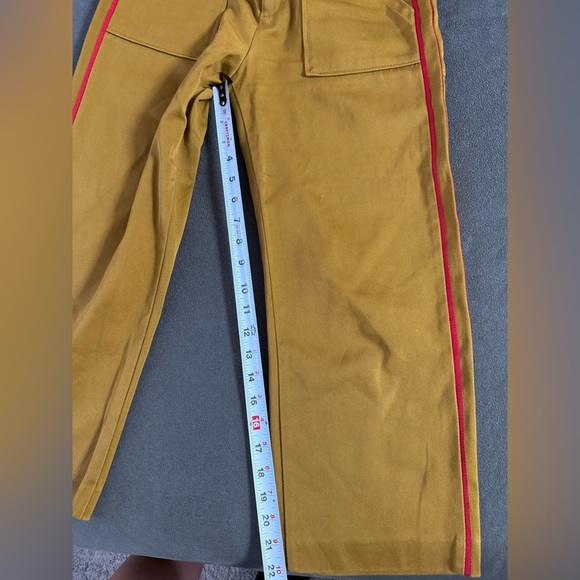 Zara Yellow Chinos with Red Trim Size Small - Picture 7 of 10